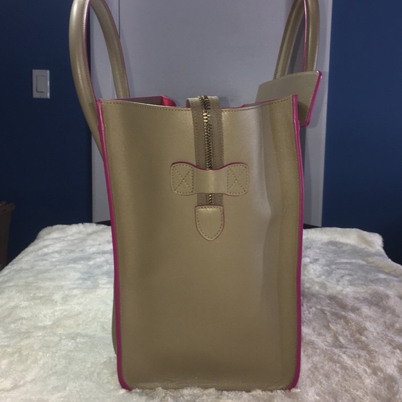 CELINE BEIGE & PINK MINI LUGGAGE TOTE BAG - Picture 8 of 8